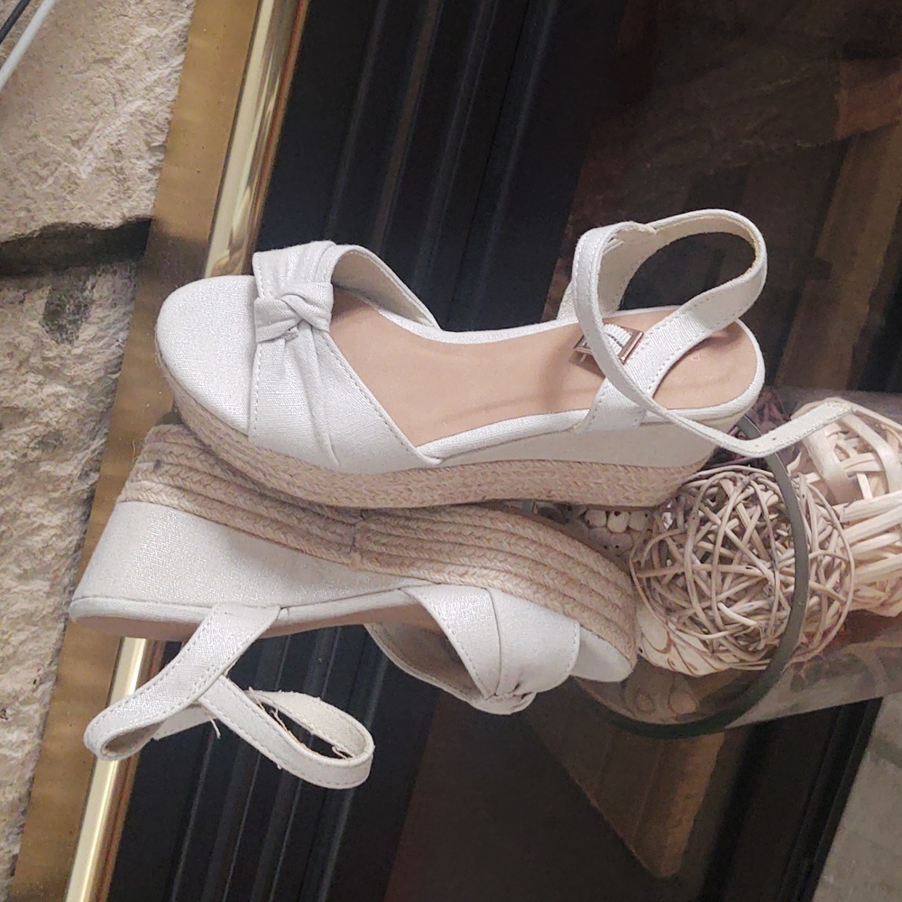 Beige wedge sandals